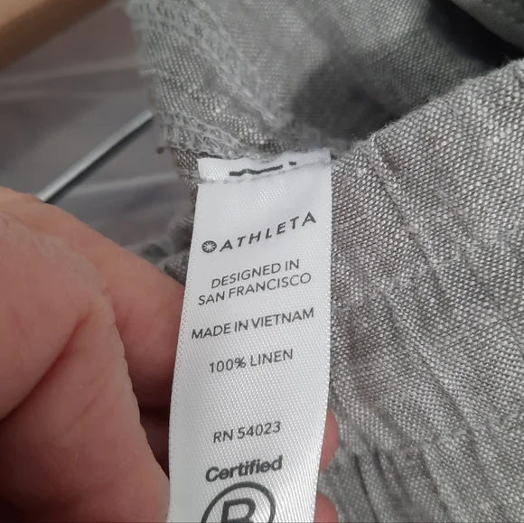 Athleta Cabo Linen Wide Leg Pants Pull On Elastic Waist Womens Size 6T Coastal - Picture 10 of 15